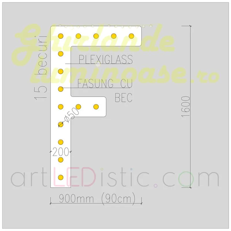 Litere Volumetrice Luminoase din Plexiglass 1.6M