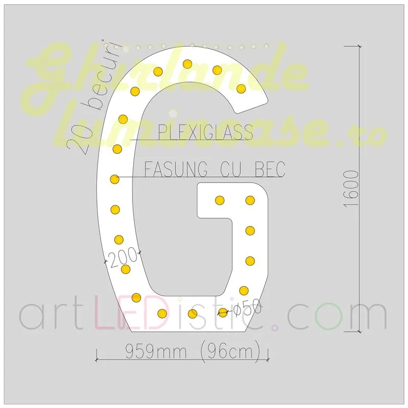 Litere Volumetrice Luminoase din Plexiglass 1.6M