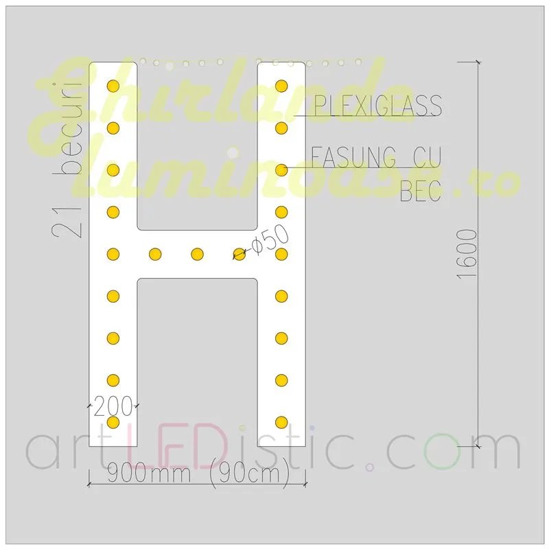 Litere Volumetrice Luminoase din Plexiglass 1.6M
