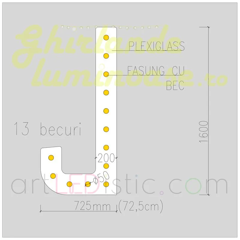 Litere Volumetrice Luminoase din Plexiglass 1.6M