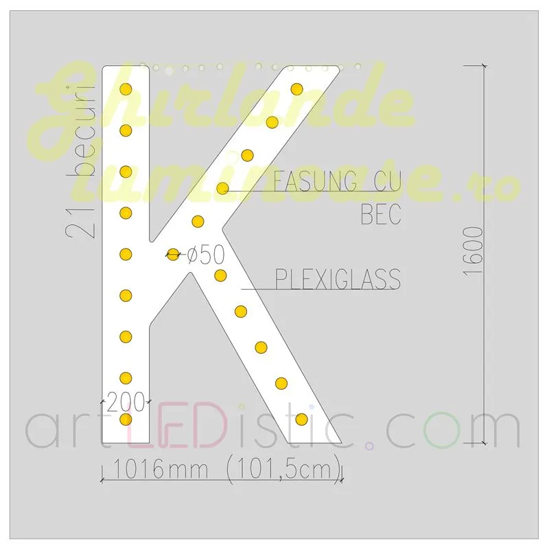 Litere Volumetrice Luminoase din Plexiglass 1.6M