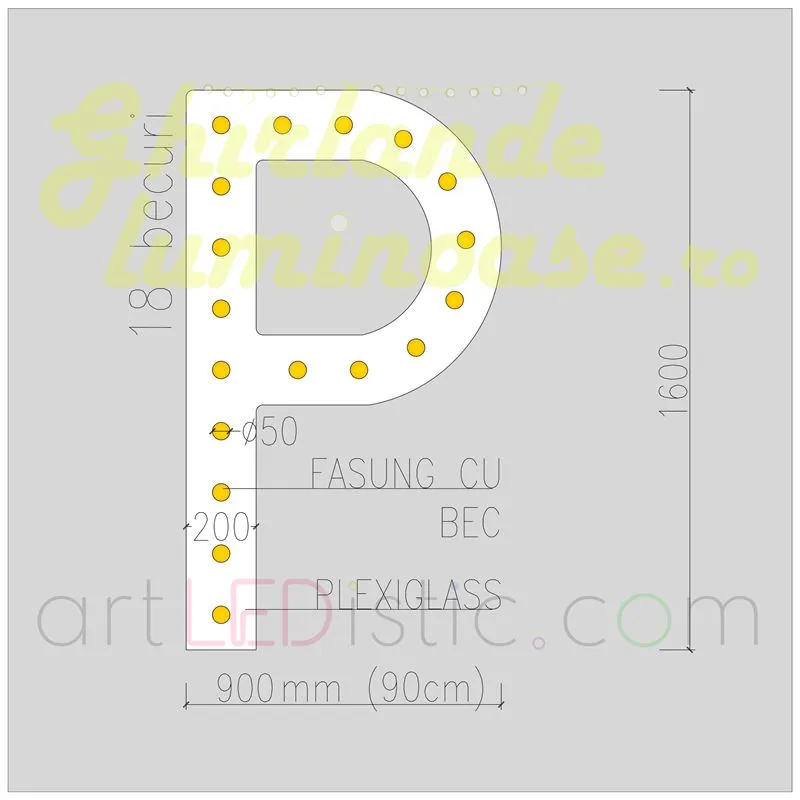 Litere Volumetrice Luminoase din Plexiglass 1.6M