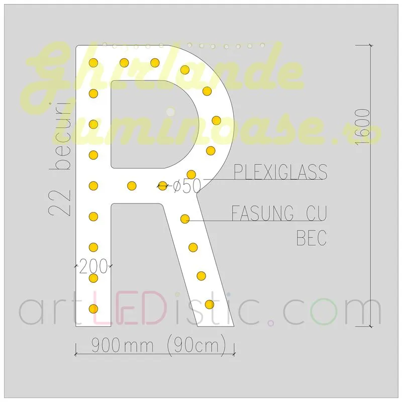 Litere Volumetrice Luminoase din Plexiglass 1.6M