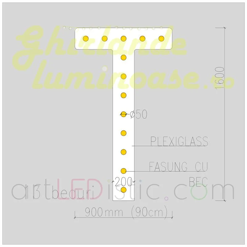 Litere Volumetrice Luminoase din Plexiglass 1.6M