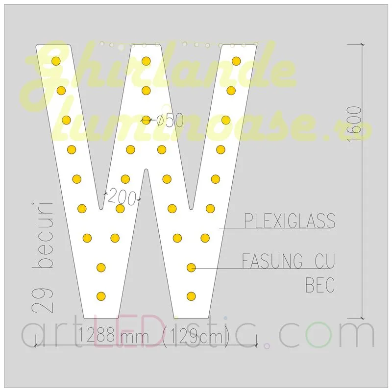 Litere Volumetrice Luminoase din Plexiglass 1.6M