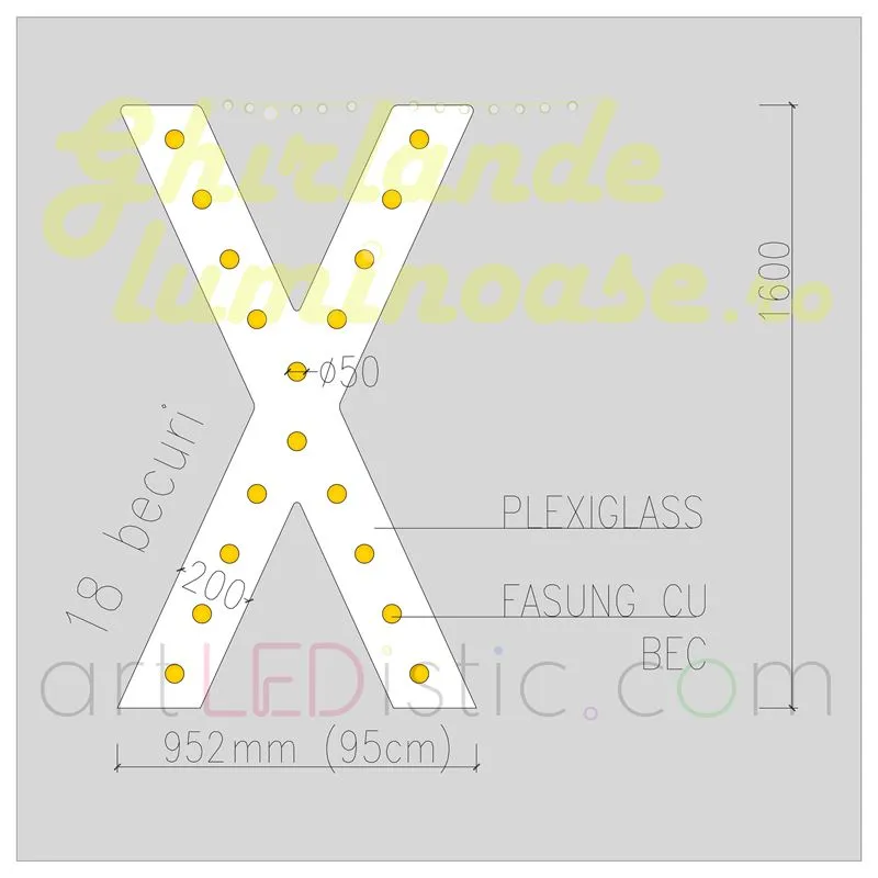 Litere Volumetrice Luminoase din Plexiglass 1.6M
