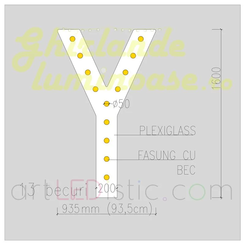 Litere Volumetrice Luminoase din Plexiglass 1.6M