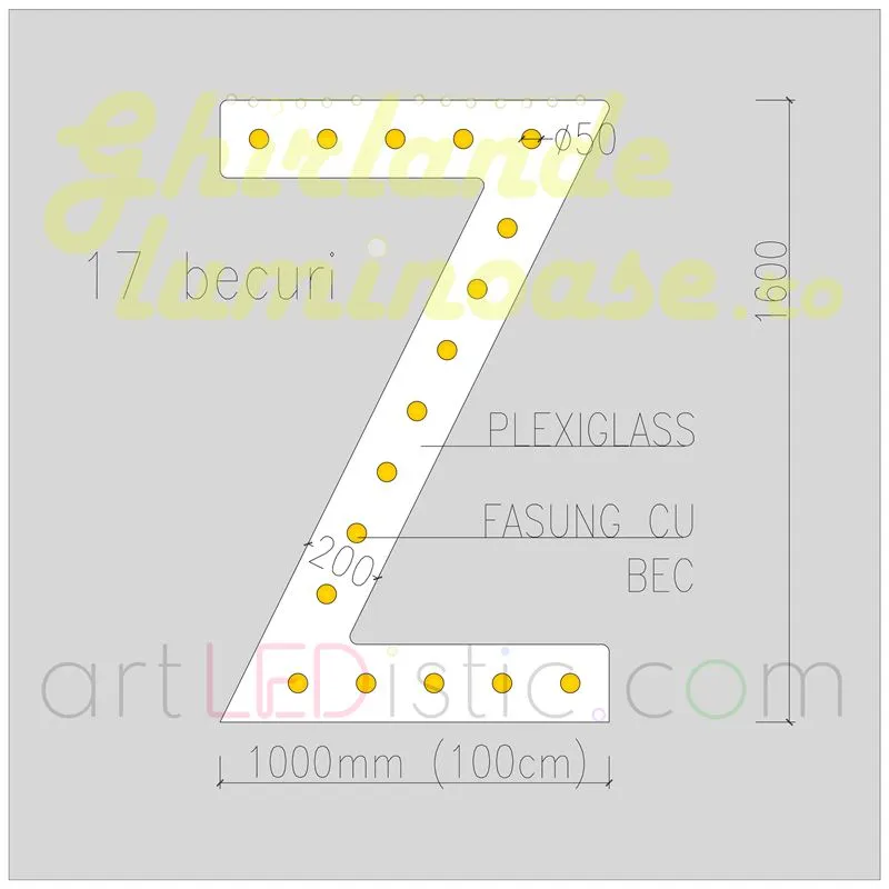 Litere Volumetrice Luminoase din Plexiglass 1.6M