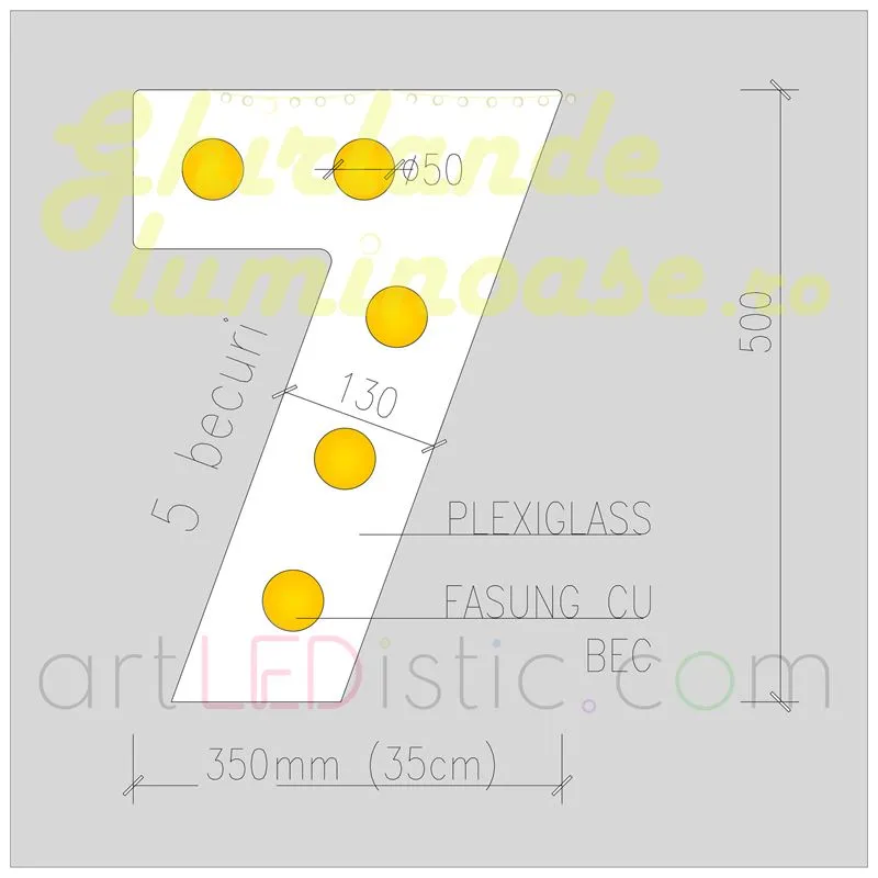 Cifre Volumetrice Luminoase din Plexiglass 50 cm