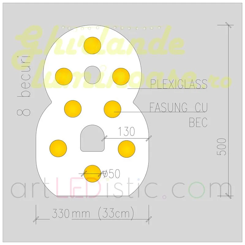 Cifre Volumetrice Luminoase din Plexiglass 50 cm