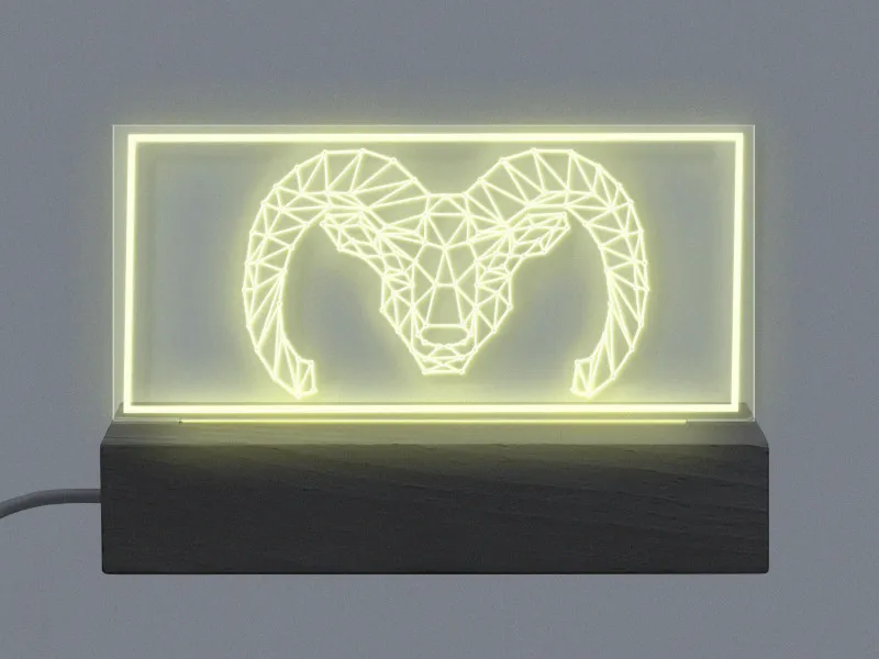 Goat - Semn Luminos Gravat in Plexiglas pe Baza Lemn