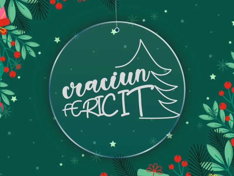 Craciun Fericit - Glob Din Plexiglas cu Gravura