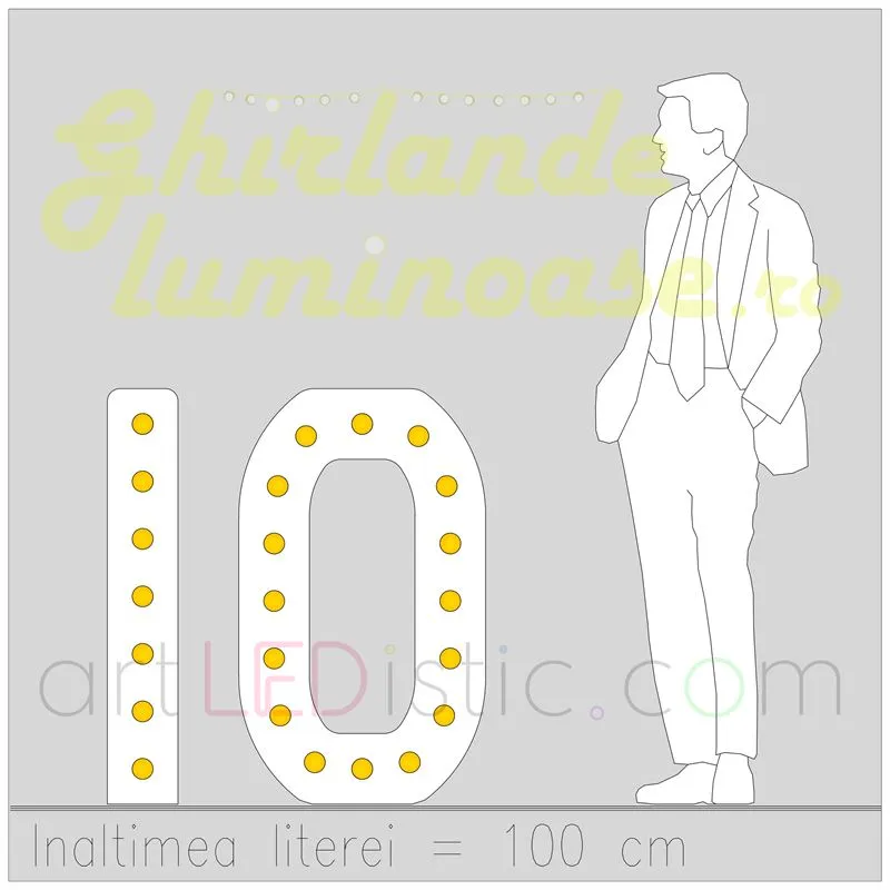 Cifre Volumetrice Luminoase din Plexiglass 100 cm