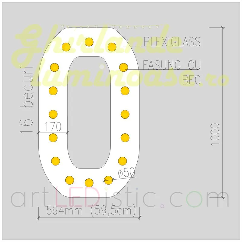 Cifre Volumetrice Luminoase din Plexiglass 100 cm