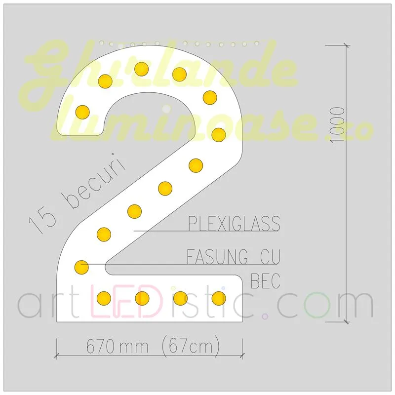 Cifre Volumetrice Luminoase din Plexiglass 100 cm