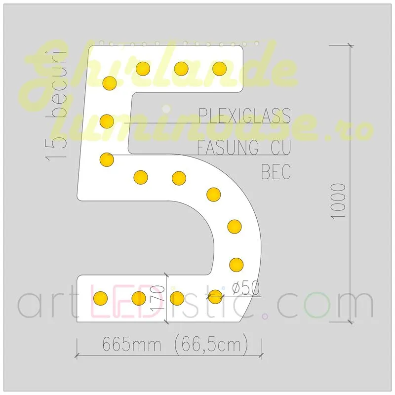 Cifre Volumetrice Luminoase din Plexiglass 100 cm