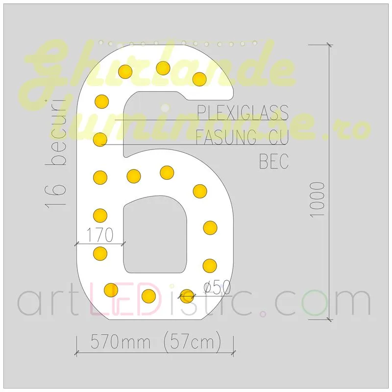 Cifre Volumetrice Luminoase din Plexiglass 100 cm