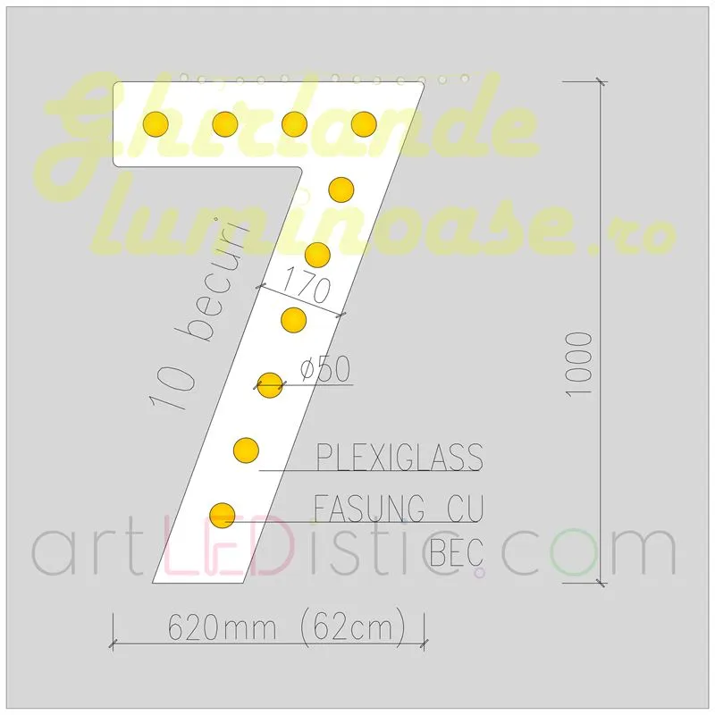 Cifre Volumetrice Luminoase din Plexiglass 100 cm