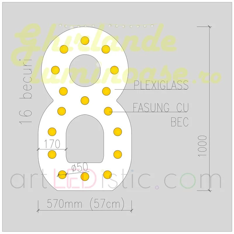 Cifre Volumetrice Luminoase din Plexiglass 100 cm