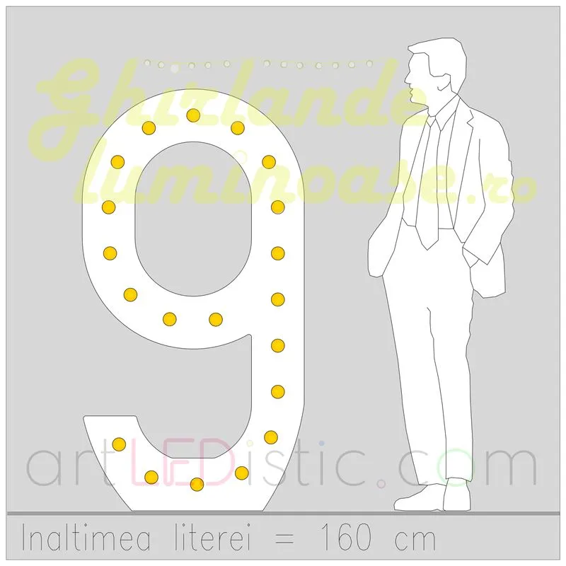 Cifre Volumetrice Luminoase din Plexiglass 160 cm