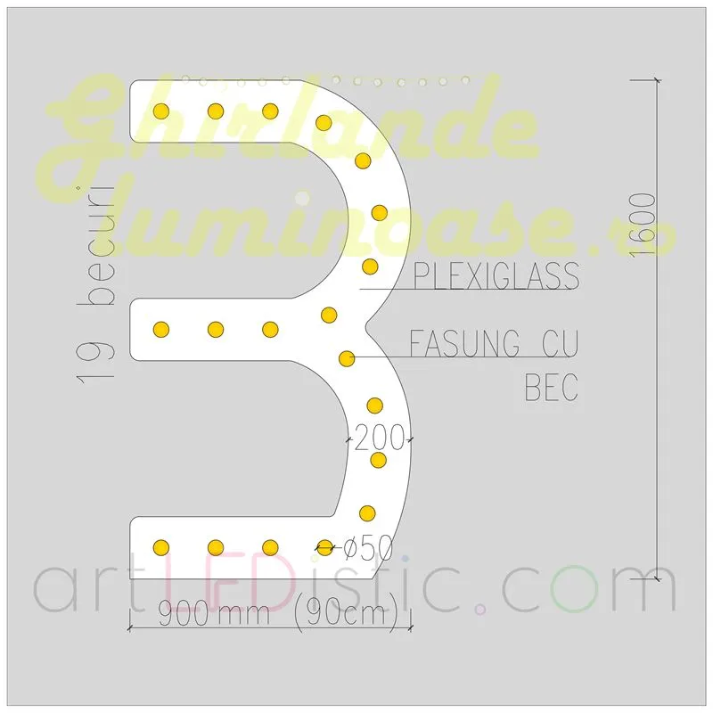 Cifre Volumetrice Luminoase din Plexiglass 160 cm