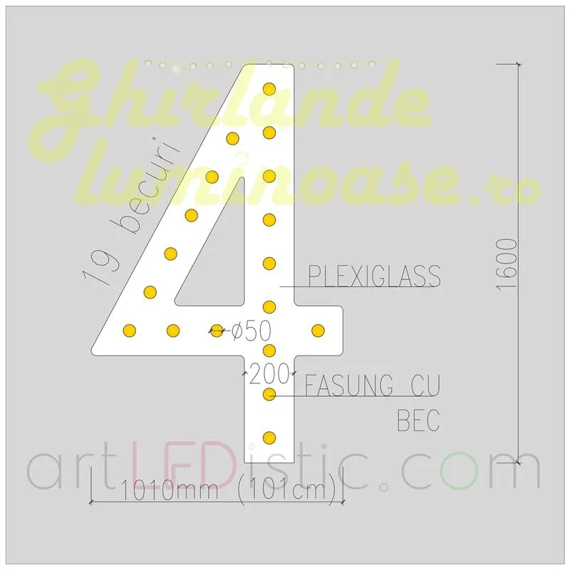 Cifre Volumetrice Luminoase din Plexiglass 160 cm