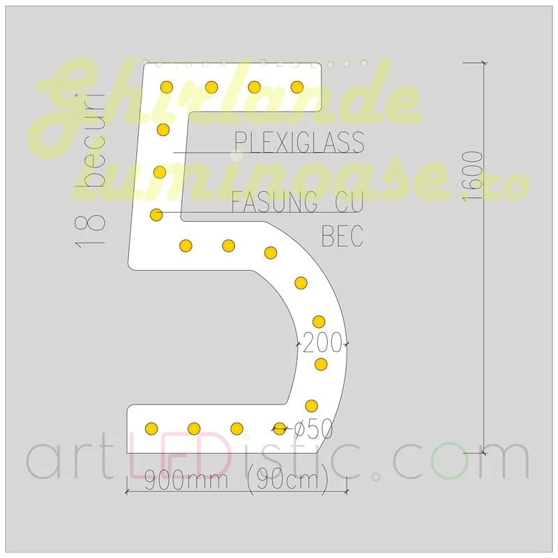 Cifre Volumetrice Luminoase din Plexiglass 160 cm