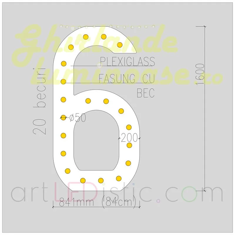 Cifre Volumetrice Luminoase din Plexiglass 160 cm