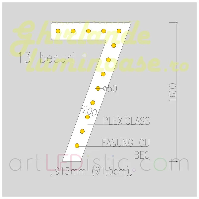 Cifre Volumetrice Luminoase din Plexiglass 160 cm