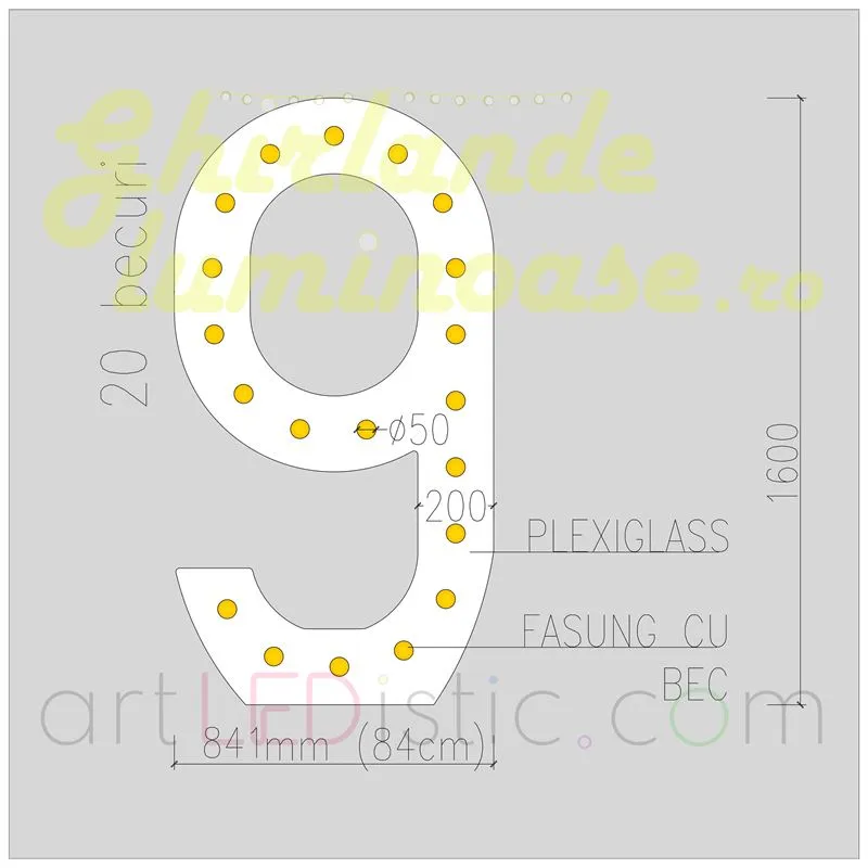Cifre Volumetrice Luminoase din Plexiglass 160 cm