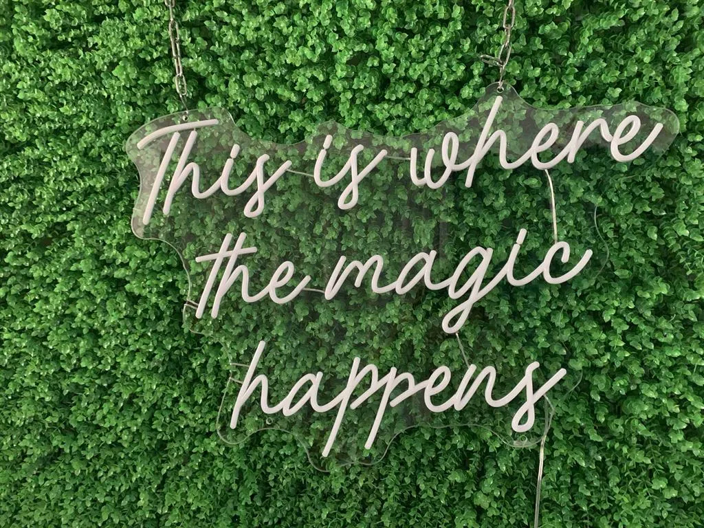 This is where the magic happens - Semn Luminos LED Neon de Inchiriat