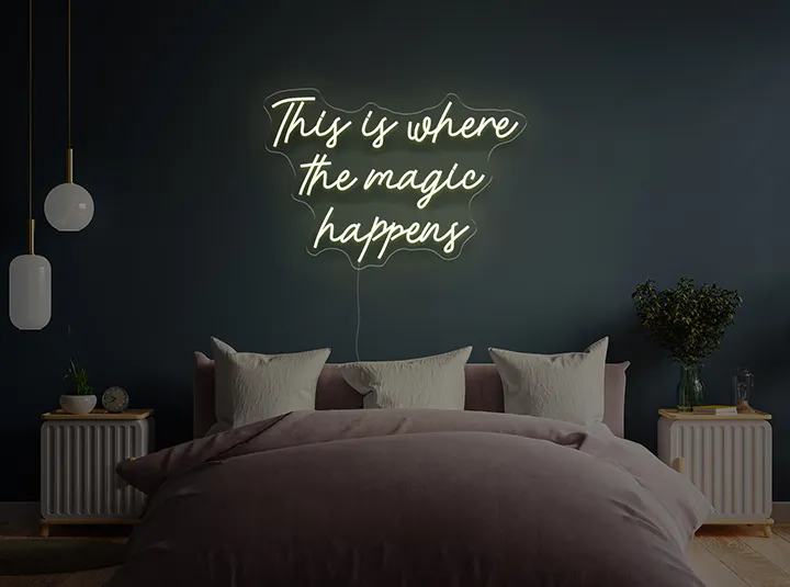 This is where the magic happens - Semn Luminos LED Neon de Inchiriat