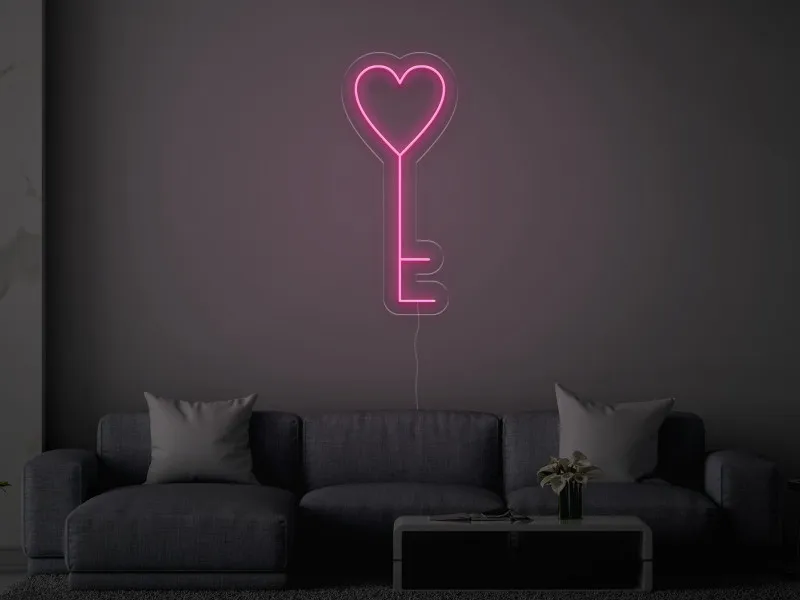 Cheie Inima - Semn Luminos LED Neon