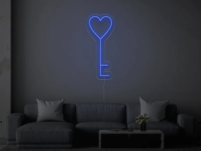 Cheie Inima - Semn Luminos LED Neon