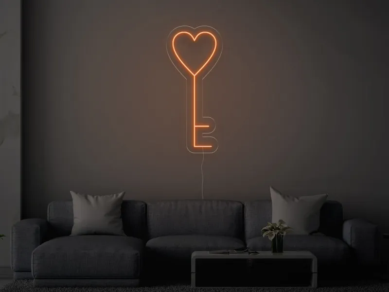 Cheie Inima - Semn Luminos LED Neon