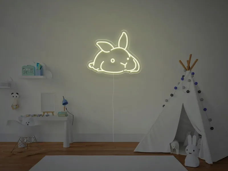 Lapin au Repos - Signe lumineux au néon LED