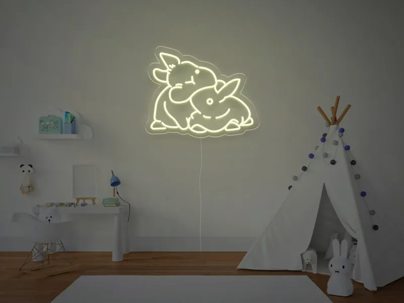 Doi Iepurasi - Semn Luminos LED Neon