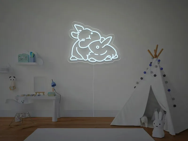 Doi Iepurasi - Semn Luminos LED Neon