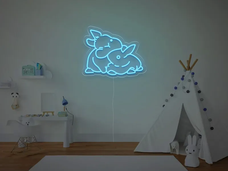 Doi Iepurasi - Semn Luminos LED Neon