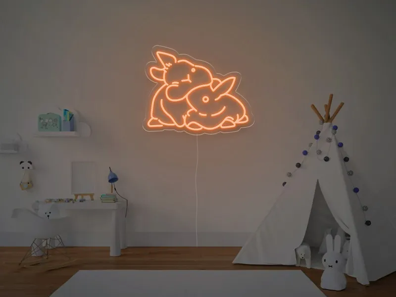 Doi Iepurasi - Semn Luminos LED Neon