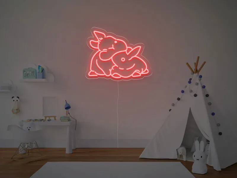 Doi Iepurasi - Semn Luminos LED Neon