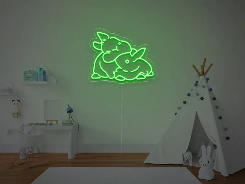 Doi Iepurasi - Semn Luminos LED Neon