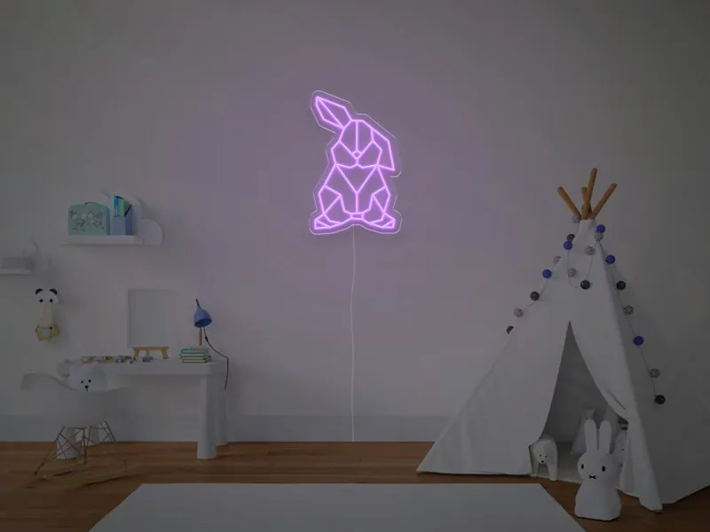 Iepuras Geometric - Semn Luminos LED Neon