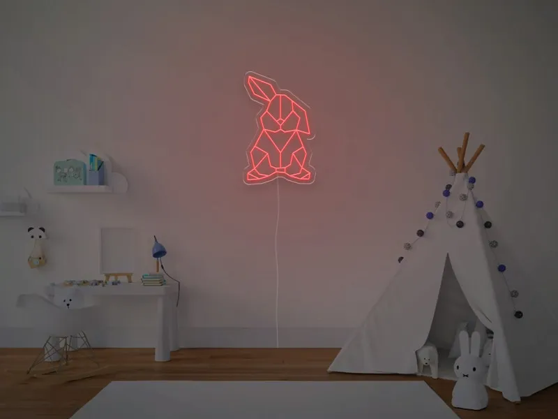 Iepuras Geometric - Semn Luminos LED Neon