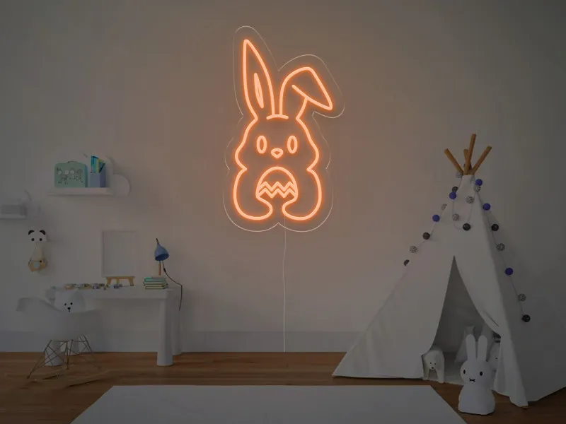 Iepuras cu Ou in Brate - Semn Luminos LED Neon