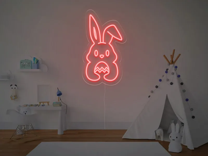 Iepuras cu Ou in Brate - Semn Luminos LED Neon