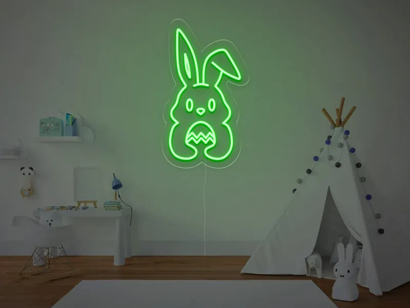 Iepuras cu Ou in Brate - Semn Luminos LED Neon