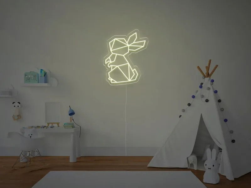 Iepuras Geometric - Semn Luminos LED Neon
