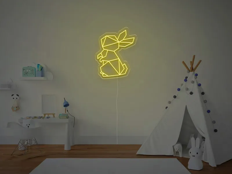 Iepuras Geometric - Semn Luminos LED Neon
