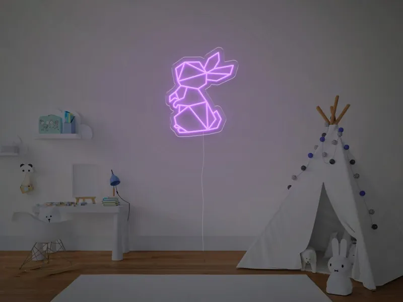 Iepuras Geometric - Semn Luminos LED Neon